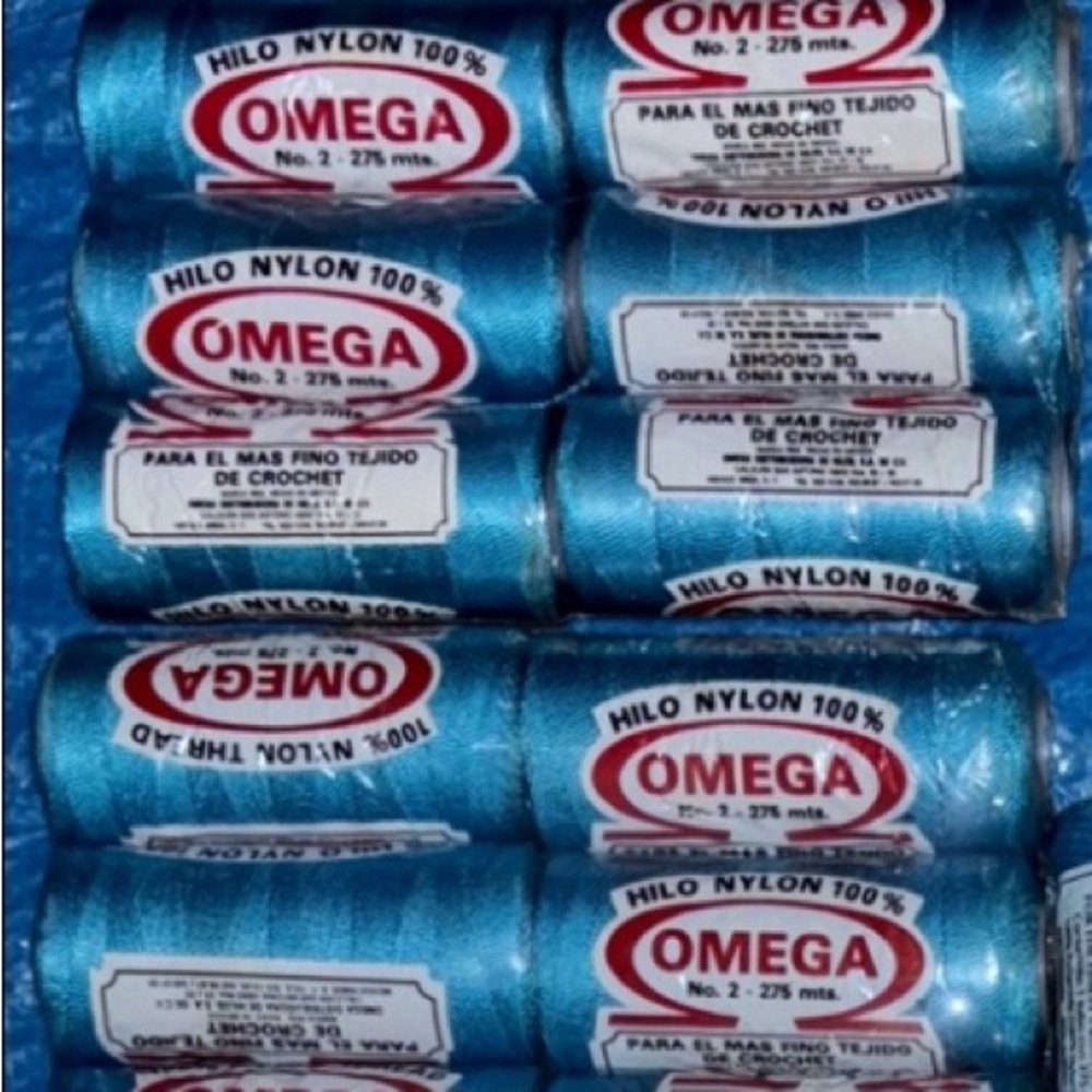 Omega Vibrant Blue Nylon Crochet Yarn